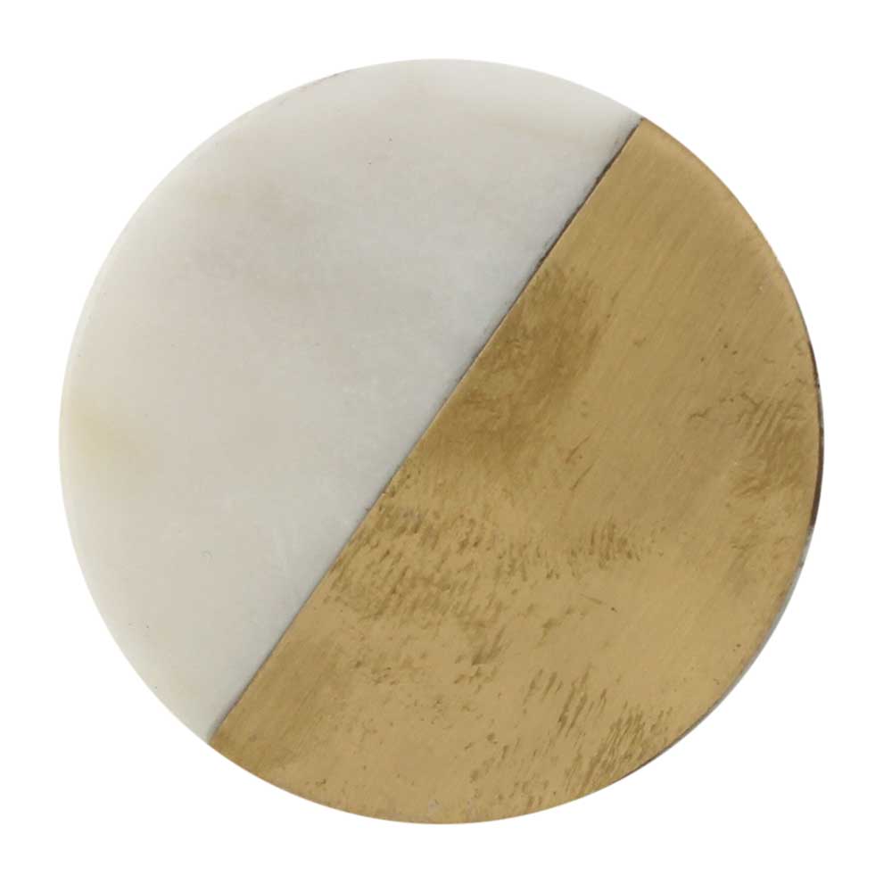 White and Golden Round Stone Dresser Knobs